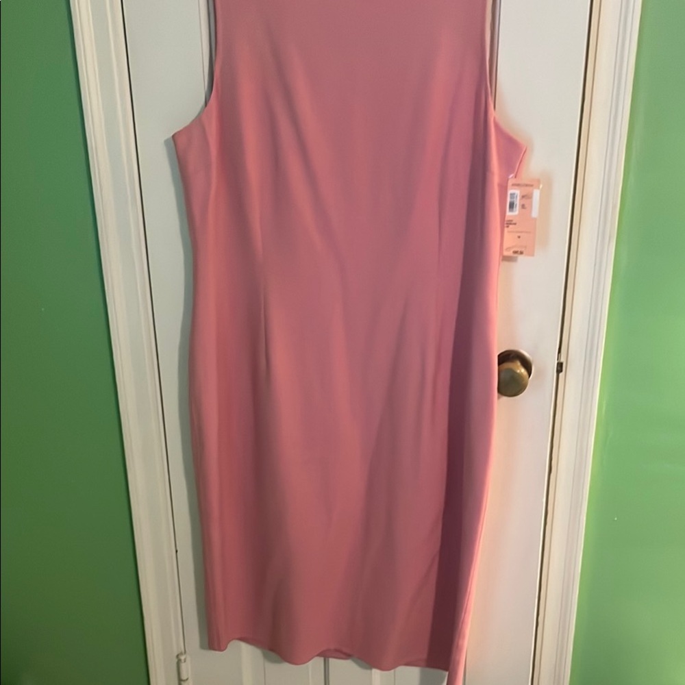 Elegant Pink Sleeveless Sheath dress by Luca Venturini.  Made in Italy. NWT